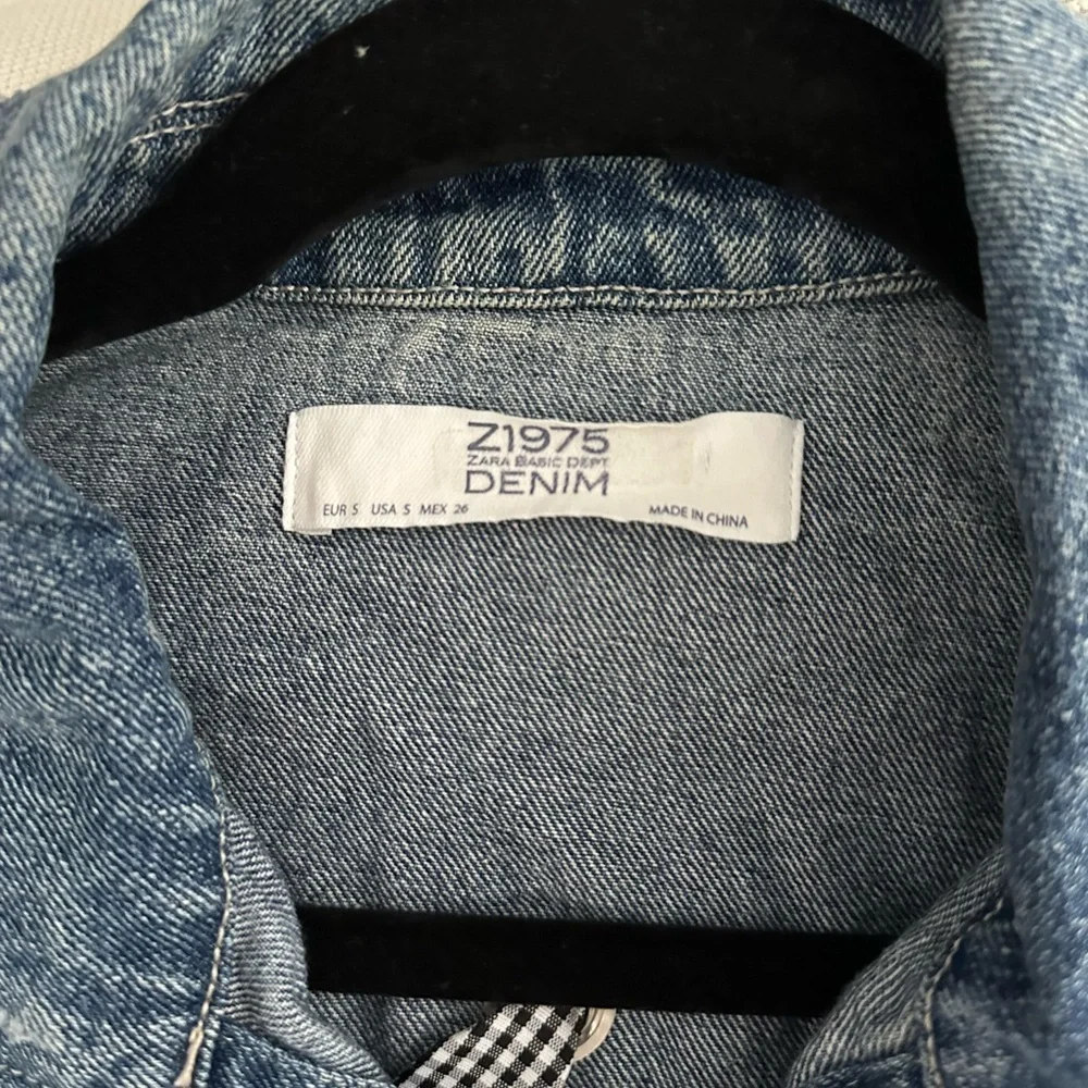 Zara Light Blue Denim‎ Jacket with Ribbons